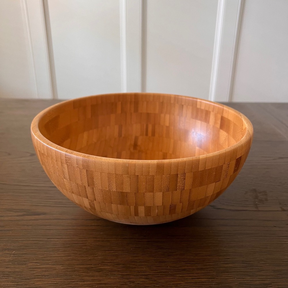 IKEA BLANDA MATT Bamboo‎ Serving Bowl Round Natural Wood Salad Bowl 21926